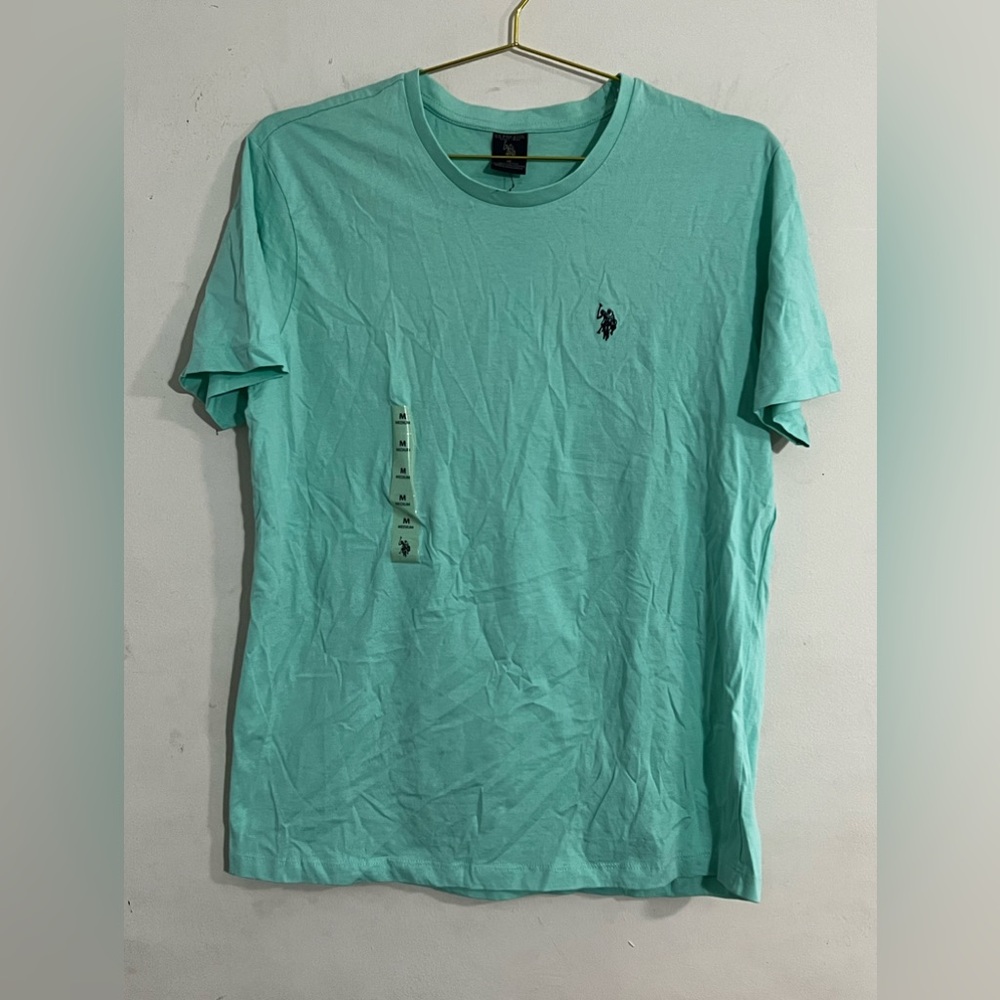Us polo assn medium shirt green cotton shortsleeve